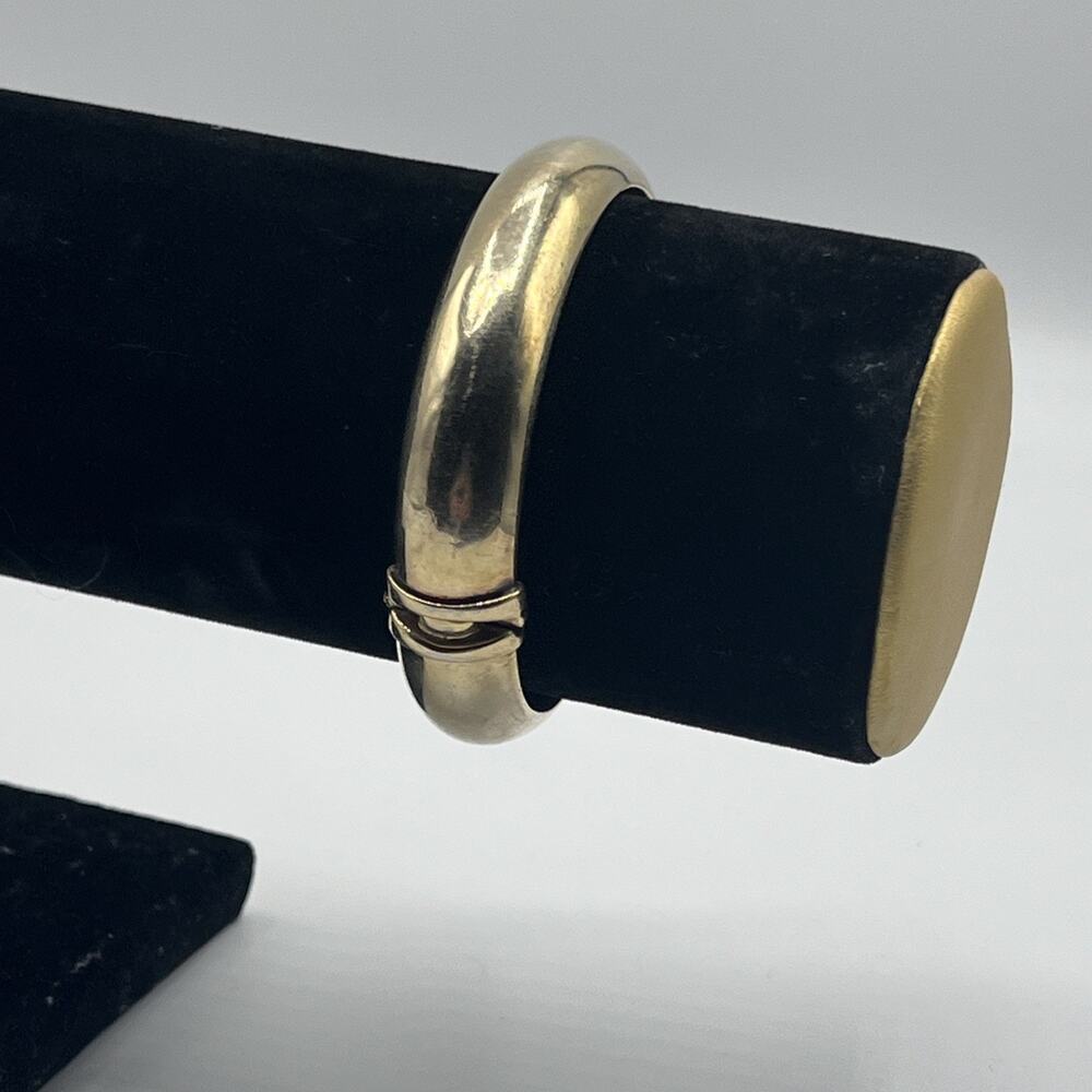 Sterling Silver 925 Gold Vermeil Veronese Italy Hinged Clamper Bracelet Vintage